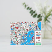 Athens Portsmouth Marietta retro 60s cartoon map Briefkaart (Staand voorkant)