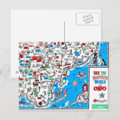 Athens Portsmouth Marietta retro 60s cartoon map Briefkaart (Voorkant / Achterkant)