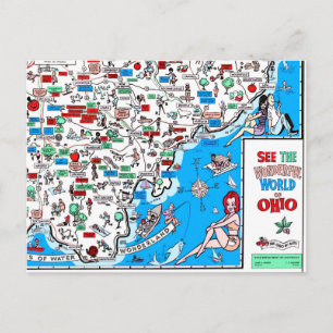 Athens Portsmouth Marietta retro 60s cartoon map Briefkaart