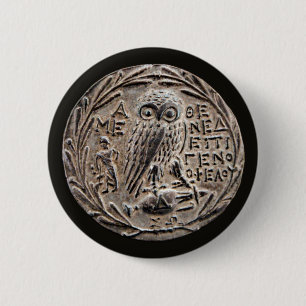 Athens Silver Tetradrachme Ronde Button 5,7 Cm