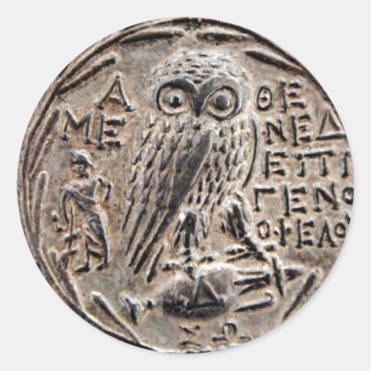 Athens Silver Tetradrachme Ronde Sticker (Voorkant)