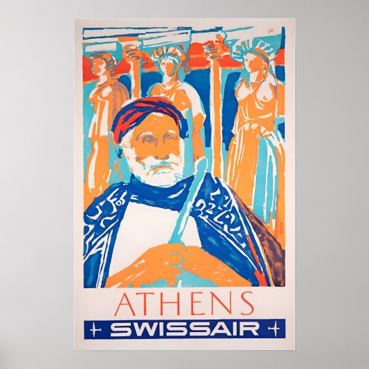 Athens Travel Poster Greece Art Greek Print Swissa (Voorkant)