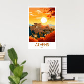 Athens Vintage Reisposter Ski Nationaal Park Poster (Thuiskantoor)