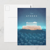 Athens Vintage Travel Poster - Art Briefkaart (Voorkant / Achterkant)