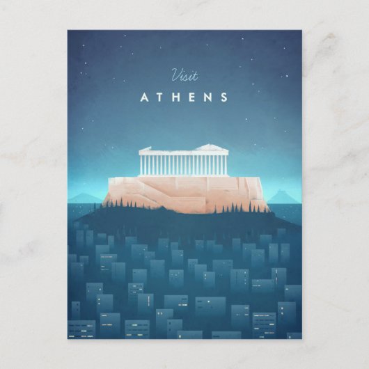 Athens Vintage Travel Poster - Art Briefkaart (Voorkant)