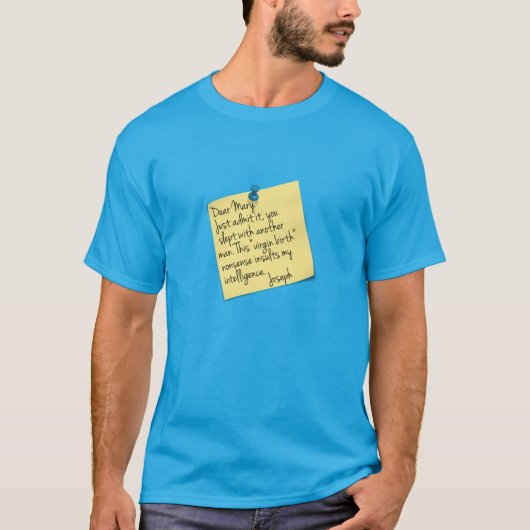Athiest Joseph en Mary grappen T-shirt (Voorkant)