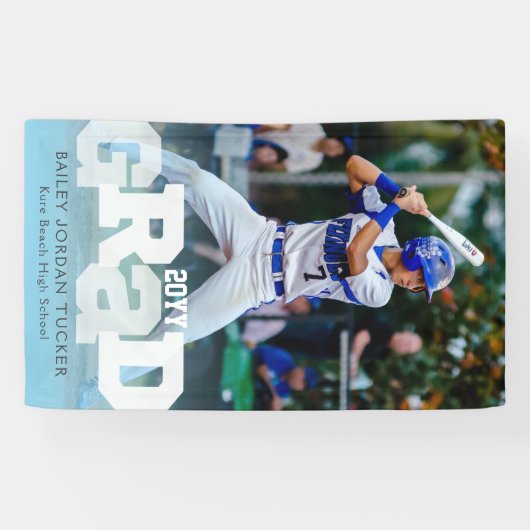 Athlete AFSTUDEERDER Sporty Photo Afstuderen Spandoek (Horizontaal)