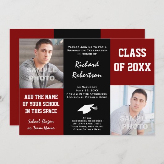 Athlete-Afstuderen, klasse Aangepaste schoolkleure Kaart (Voorkant / Achterkant)