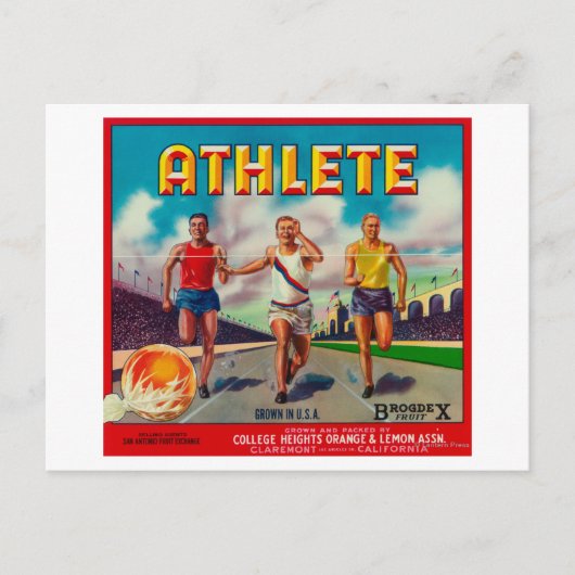 Athlete merk Citrus Crate Label Briefkaart (Voorkant)
