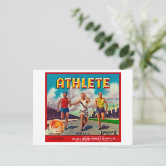 Athlete merk Citrus Crate Label Briefkaart (Staand voorkant)