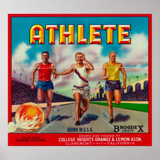 Athlete merk Citrus Crate Label Poster (Voorkant)