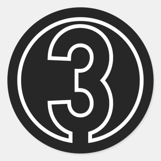 Athleten Nummer 3 cirkelvorm Ronde Sticker (Voorkant)