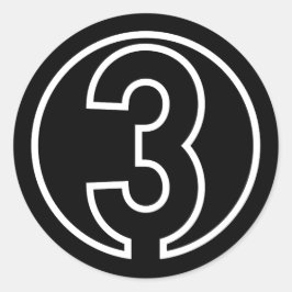 Athleten Nummer 3 cirkelvorm Ronde Sticker
