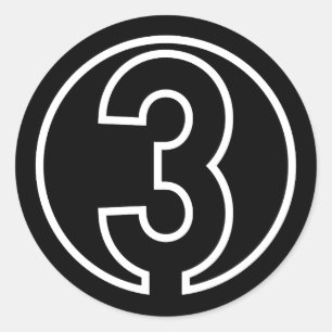 Athleten Nummer 3 cirkelvorm Ronde Sticker