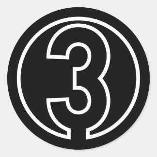 Athleten Nummer 3 cirkelvorm Ronde Sticker