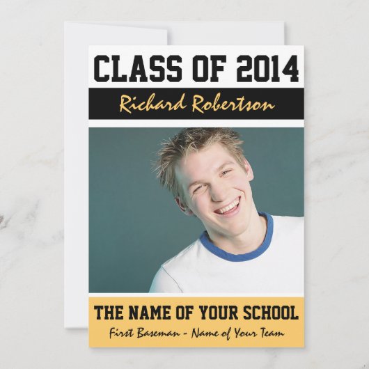 Athlete's Graduation Party Black and Gold Kaart (Achterkant)