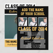 Athlete's Graduation Party Black and Gold Kaart (Voorkant / Achterkant)