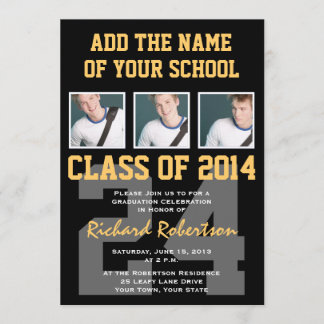 Athlete's Graduation Party Black and Gold Kaart