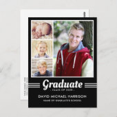 Athletic Black & White multi-foto-Afstuderen Briefkaart (Voorkant / Achterkant)