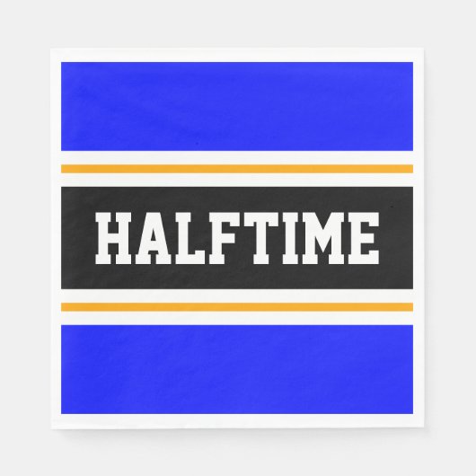 Athletic Blue Geel Zwart Wit HALFTIME Stripes Servet (Voorkant)