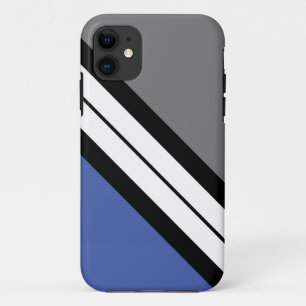Athletic Blue Grey White Diagonal Racing Stripes Case-Mate iPhone Case
