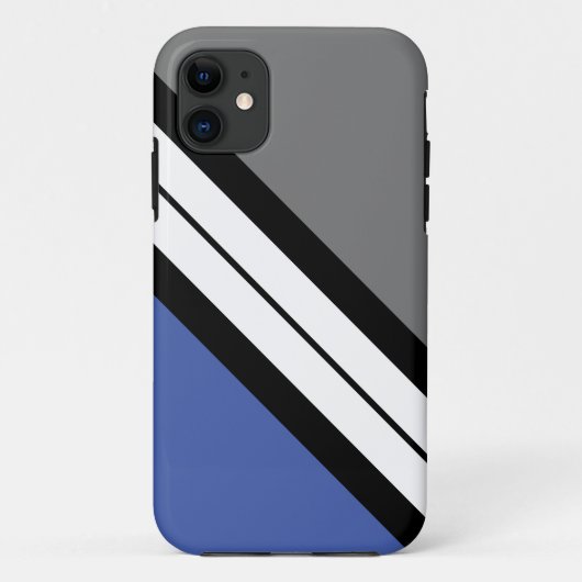 Athletic Blue Grey White Diagonal Racing Stripes Case-Mate iPhone Case (Achterkant)