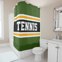 Athletic Bold Forest Groene Gele Tennis Stripes Douchegordijn