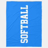 Athletic Bold White SOFTBALL Text On Bright Blue Fleece Deken (Voorkant)