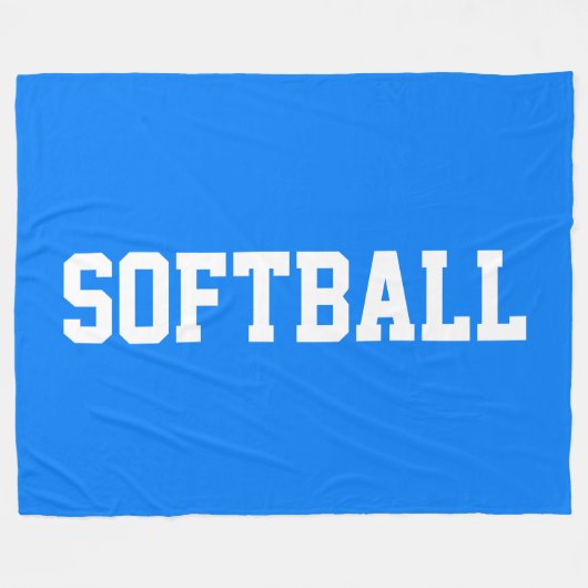 Athletic Bold White SOFTBALL Text On Bright Blue Fleece Deken (Voorkant (Horizontaal))