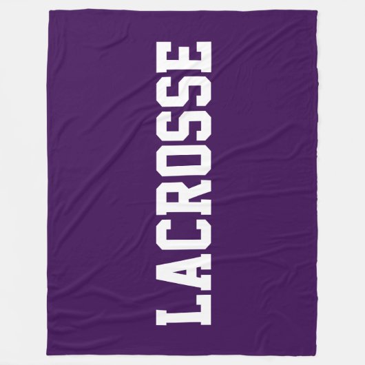 Athletic Bold Witte LACROSSE-tekst op donkerpaars Fleece Deken (Voorkant)