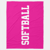 Athletic Bold Witte SOFTBALL Tekst Op Helder Roze Fleece Deken (Voorkant)