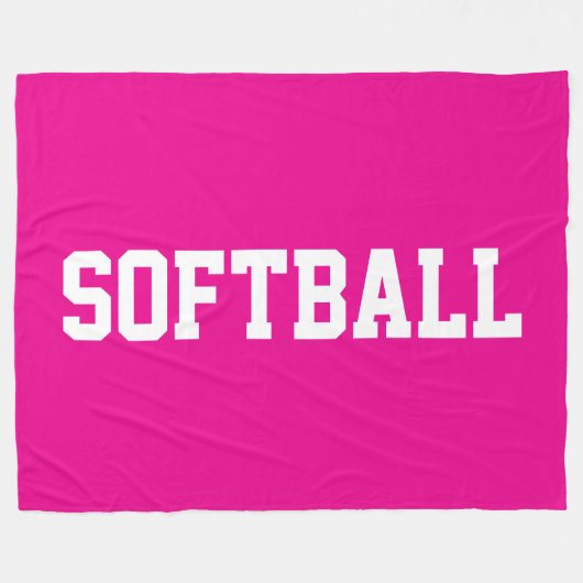 Athletic Bold Witte SOFTBALL Tekst Op Helder Roze Fleece Deken (Voorkant (Horizontaal))