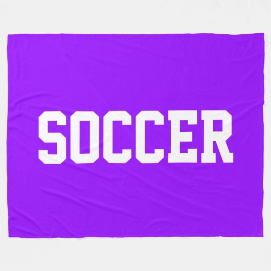 Athletic Bold Witte VOETBAL Tekst Op Helder Paars Fleece Deken (Voorkant (Horizontaal))