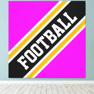 Athletic Bold Zwart FOOTBALL Strepen Canvas Afdruk