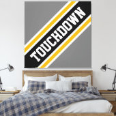 Athletic Bold Zwart Grijs Geel TOUCHDOWN Stripes Canvas Afdruk (Insitu (Slaapkamer))