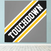 Athletic Bold Zwart Grijs Geel TOUCHDOWN Stripes Canvas Afdruk (Insitu (Houten vloer))