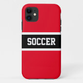Athletic Bold Zwart Wit Rood Strepen "VOETBAL" Case-Mate iPhone Case (Achterkant)