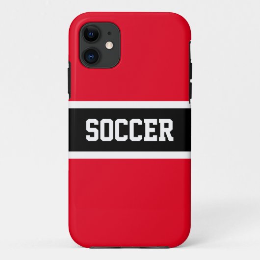 Athletic Bold Zwart Wit Rood Strepen "VOETBAL" Case-Mate iPhone Case (Achterkant)