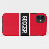 Athletic Bold Zwart Wit Rood Strepen "VOETBAL" Case-Mate iPhone Case (Achterkant (horizontaal))