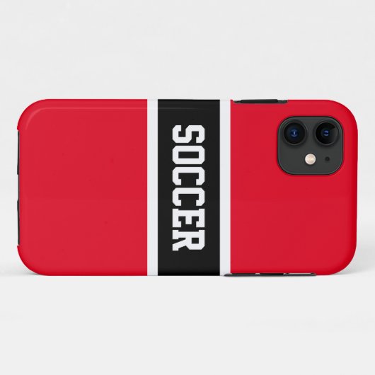 Athletic Bold Zwart Wit Rood Strepen "VOETBAL" Case-Mate iPhone Case (Achterkant (horizontaal))