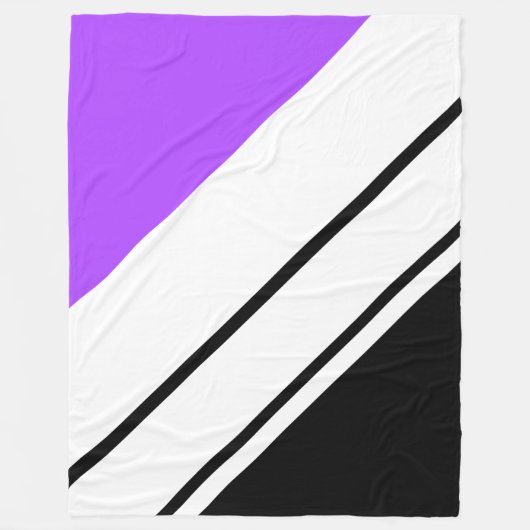Athletic Bright Paarse Zwart Wit Racing Stripes Fleece Deken (Voorkant)