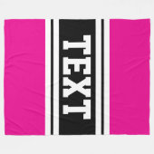 Athletic Bright Pink Black White Racing Stripes Fleece Deken (Voorkant (Horizontaal))