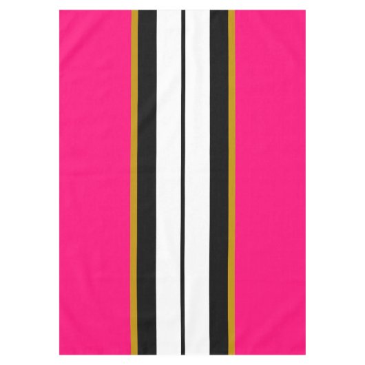 Athletic Bright Pink Black White Racing Stripes Tafelkleed (Voorkant)