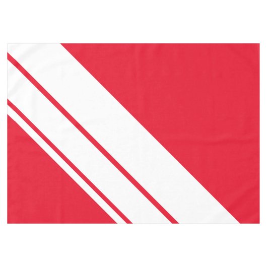 Athletic Bright Red White Diagonal Racing Stripes Tafelkleed (Voorkant (Horizontaal))