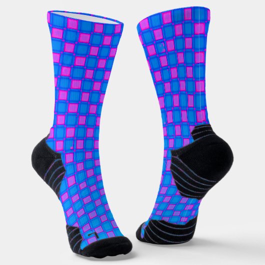 Athletic Crew Sock Lichtblauw Paarse Design Sokken (Gebogen)