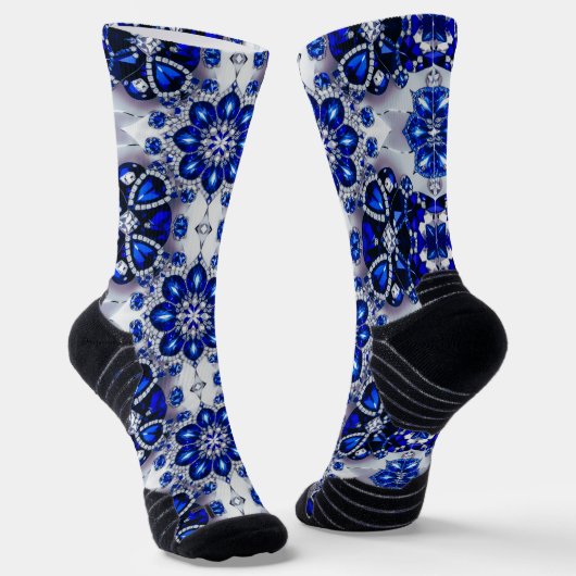 Athletic Crew Sock met Blauw Wit Kleuren Sokken (Gebogen)