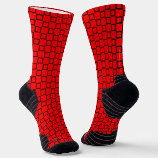 Athletic Crew Sock met Red Black Classic Design Sokken (Gebogen)