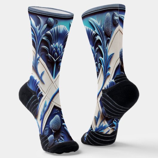 Athletic Crew Sock met Schots Thistles Design Sokken (Gebogen)