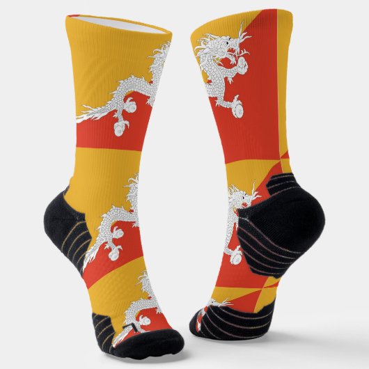 Athletic Crew Sock met vlag van Bhutan Sokken (Gebogen)