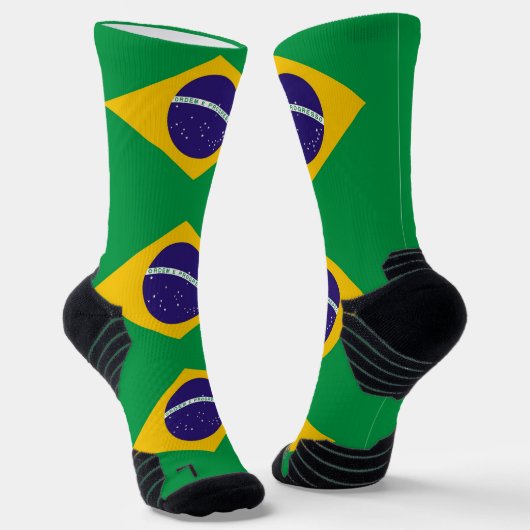Athletic Crew Sock met vlag van Brazilië Sokken (Gebogen)